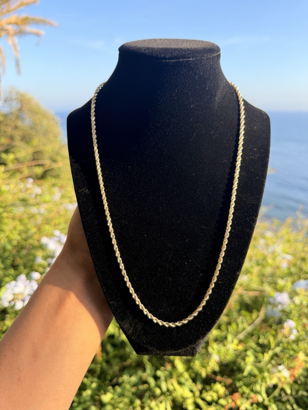14k Rope Chain Tejido Torzal Yellow Gold 22 Inches 100% Oro14k Garantizado