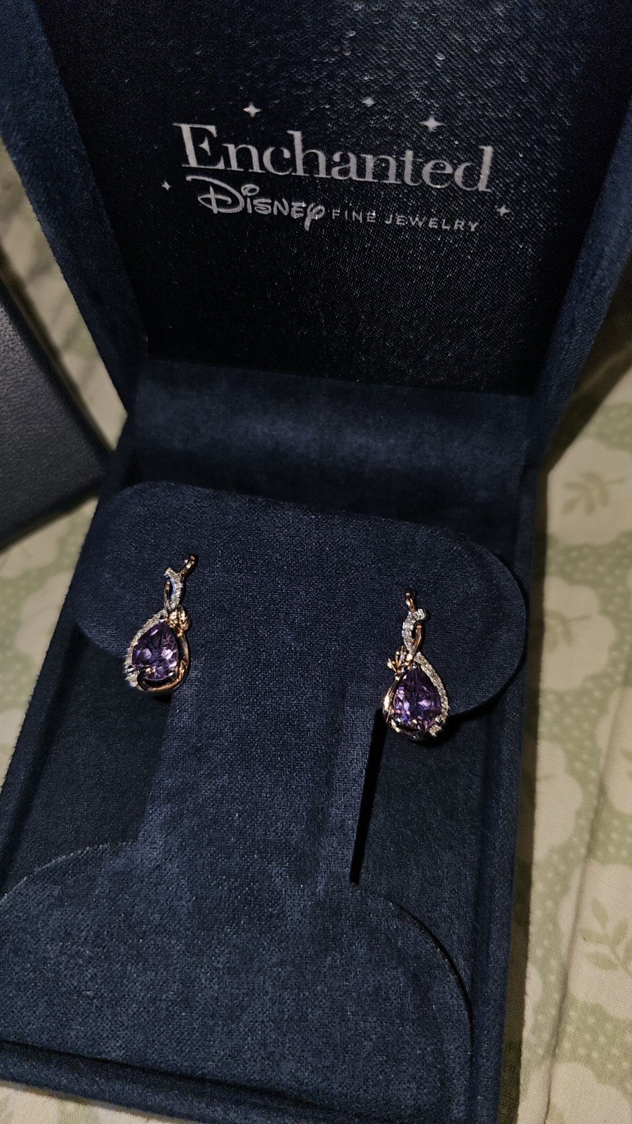 Jewelili Enchanted Disney Fine Jewelry Rapunzel Earrings for Women | 14K Rose Go