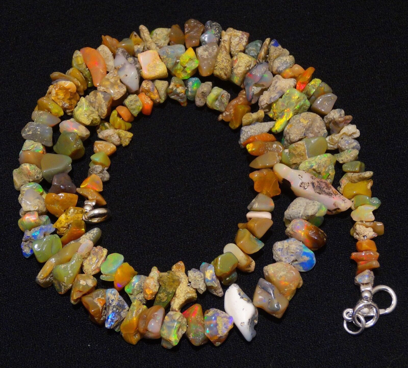Natural Gem Ethiopian Welo Opal 4 to 10MM Approx. Uncut Beads Necklace 18″