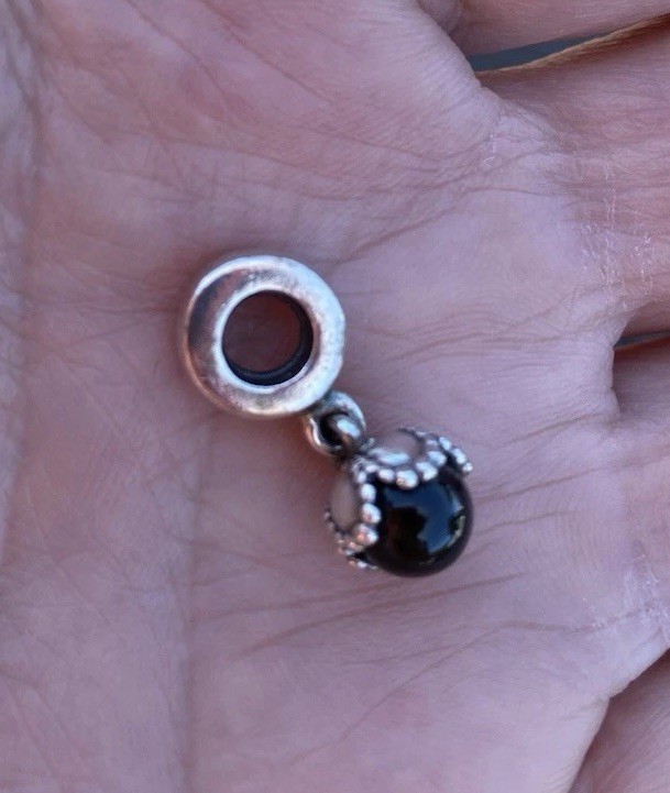 Authentic Pandora Onyx Drop Dangle Charm 925 Sterling Silver Ale