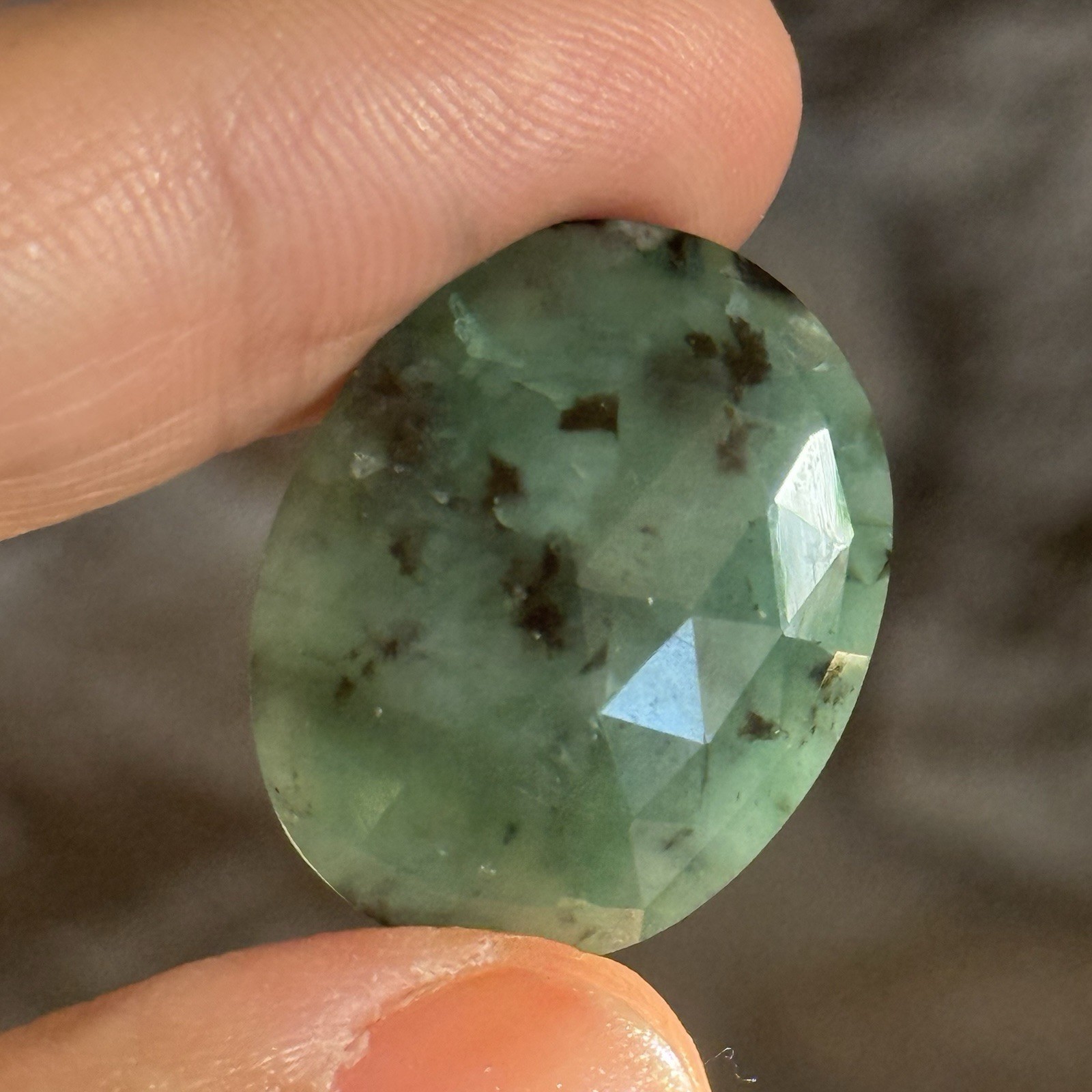 19.6ct 25.5×20.3×4.8mm Natural Green Emerald Rose Cut Flat Back Oval Cabochon