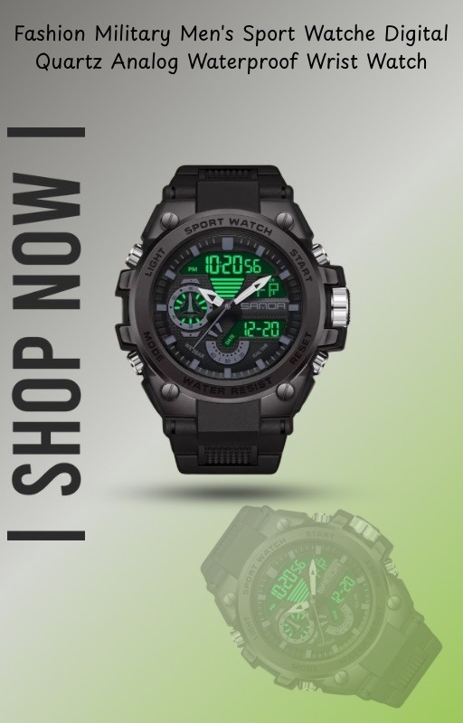 Fashion Military Men’s Sport Watche Digital Quartz Analog Waterproof Wrist Watch