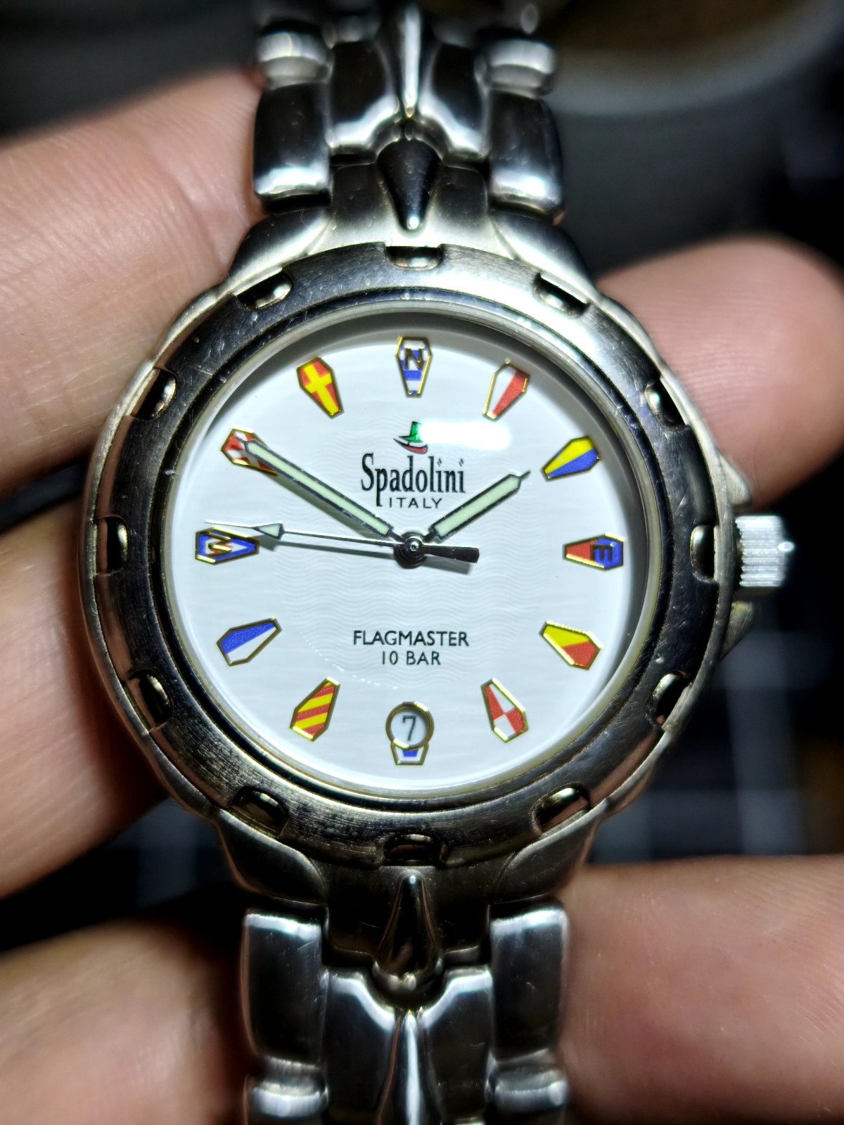 Spadolini Italy Flagmaster SPT-644W Nautical Flags Dial Vintage Men Watch Crepha