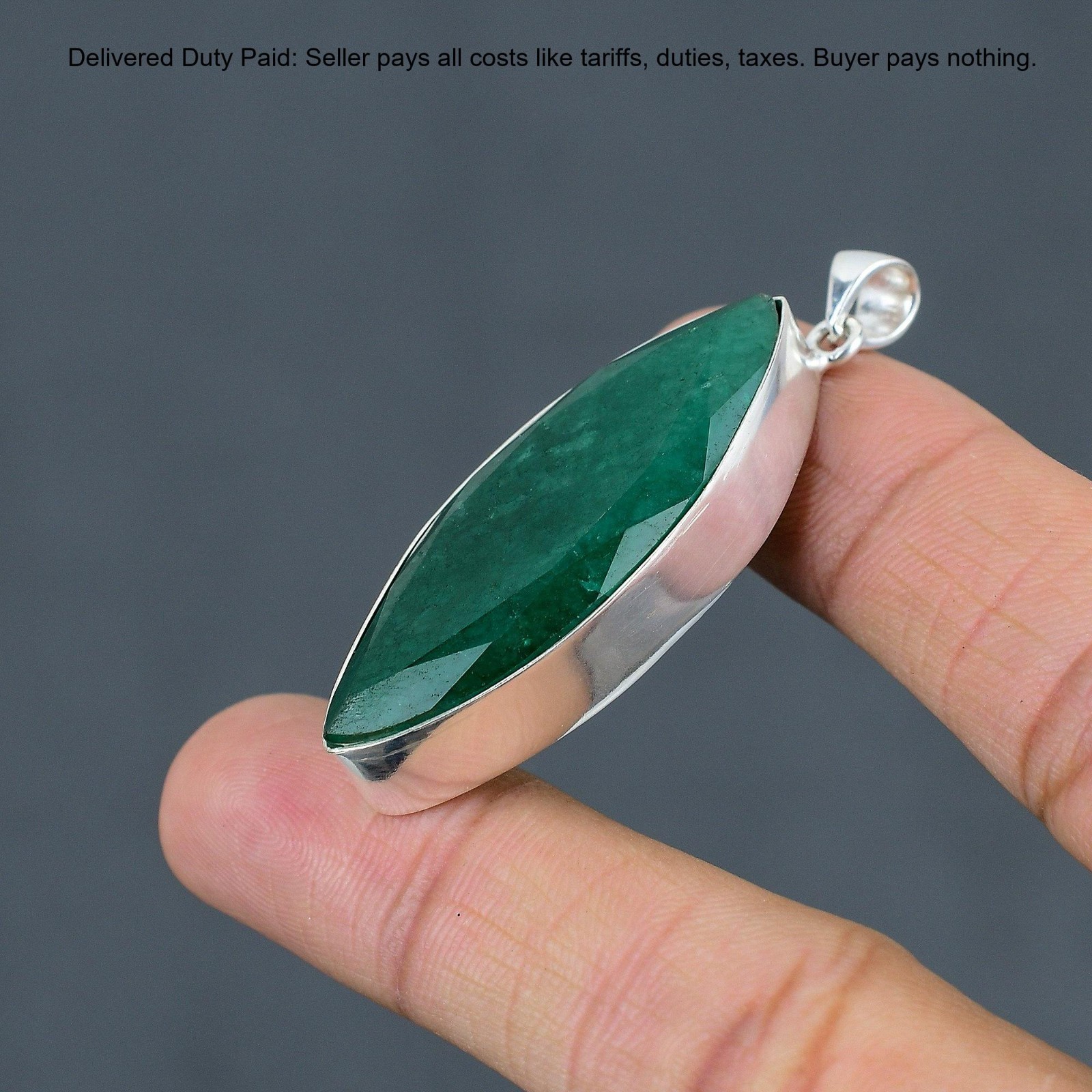 Christmas Sale 925 Sterling Silver Zambian Emrald Gemstone Wife Pendant Jewelry