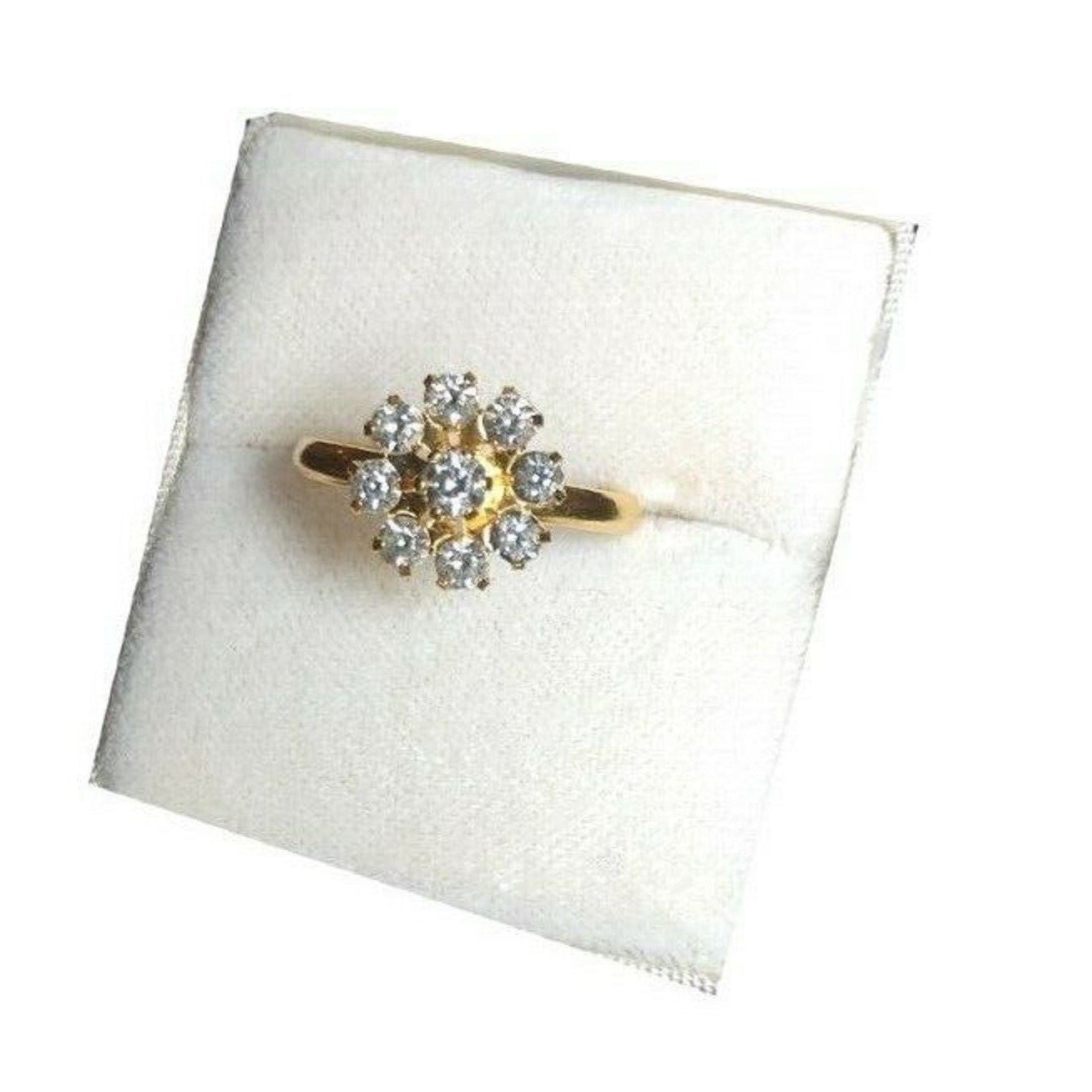Vintage Ring Women’s Size 7 Adjustable Gold Toned White Stone Star Cosmos Halo