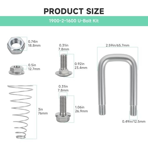 1900-2-1600 Safety Chain U-Bolt Kit Replacement, Compatible with B&W Turnover