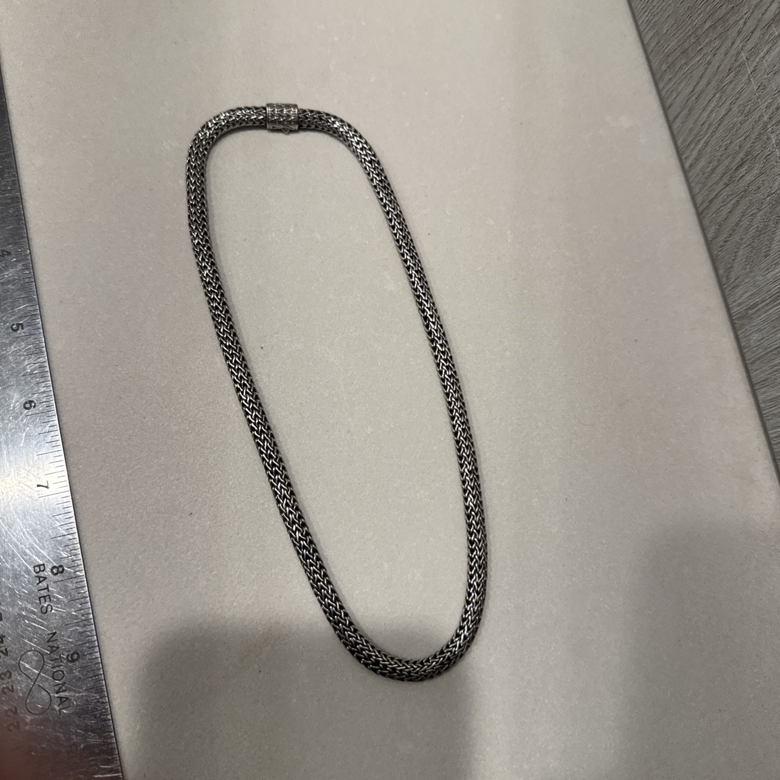 John Hardy Sterling Silver Wheat Chain Necklace 18 Inches Signed 54 Grams 925