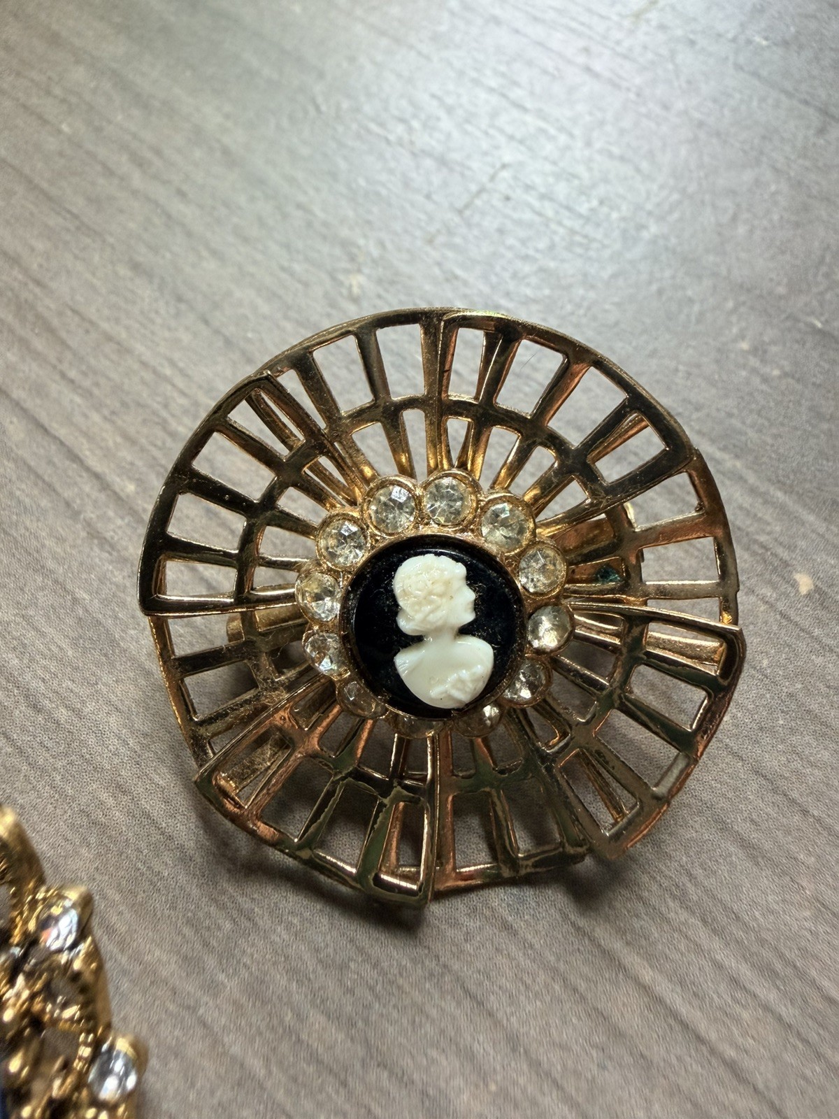 Vintage Cameo Brooch Lot of 3, Coro Victorian Mona Lisa