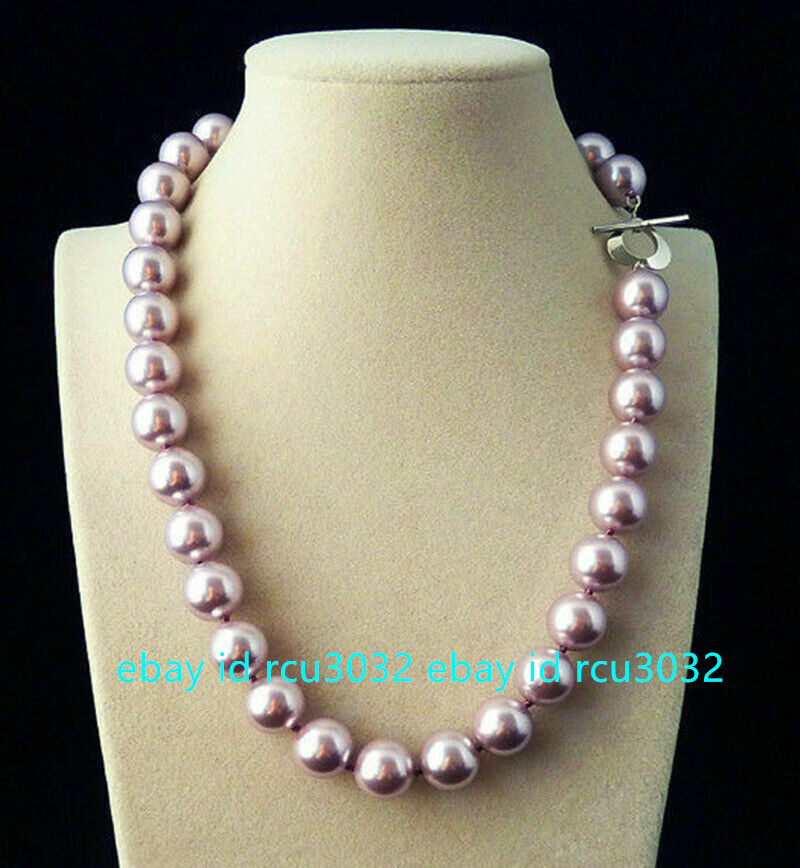 8/10/12mm Natural Purple South Sea Shell Pearl Round Beads Necklace 16-36″ AAA