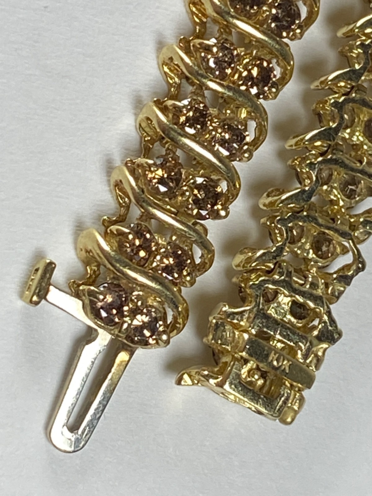 10K Gold & Brown Diamond Tennis Bracelet: 7-1/2″ / 11.47 grams / 3TCW