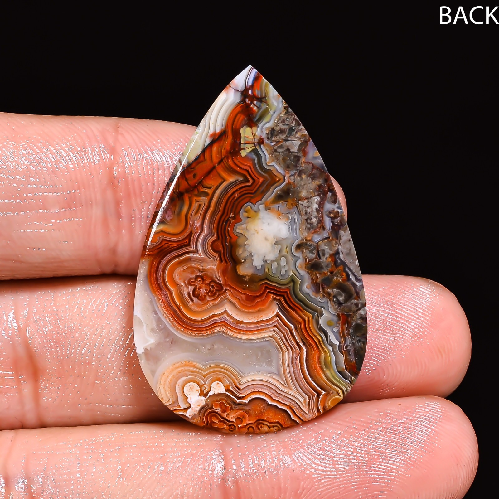 Natural Crazy Lace Agate Pear Shape Cabochon Loose Gemstone 36X23X5 MM 29 Cts.
