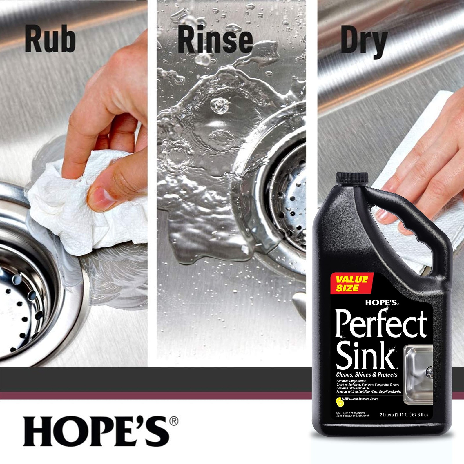 HOPE’S Perfect Sink Cleaner and Polish, Restorative, 67.7 Fl Oz (Pack of 1)