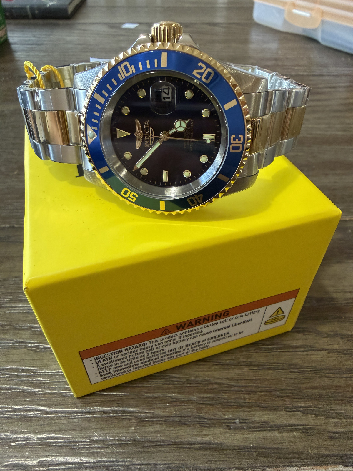 Invicta Pro Diver 26972 Blue Dial Two Tone Stainless Steel Wrist Watch for Men
