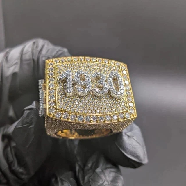 5TCW Round Cut Lab Created Diamond Custom Number Ring 14k Two Tone Gold Plated