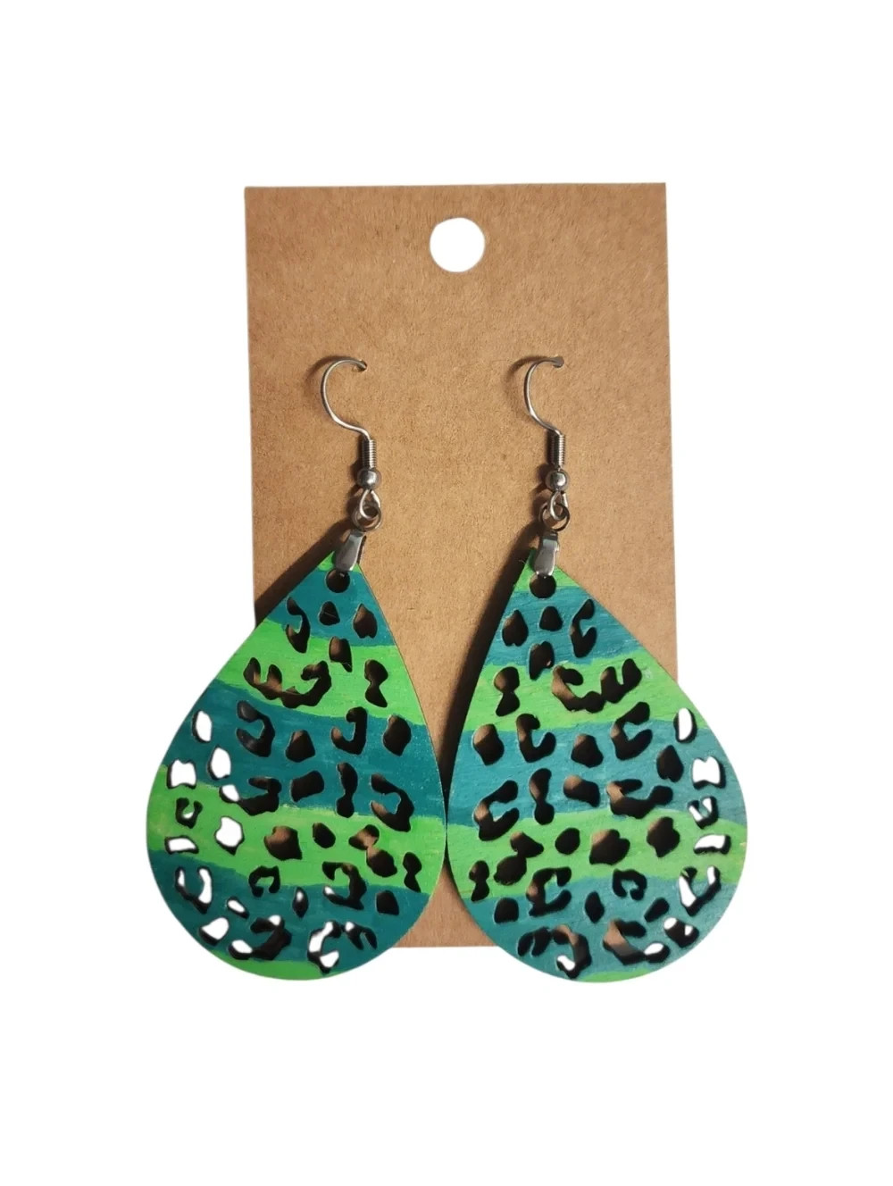 Wild Lagoon Teardrop Wood Drop Earrings