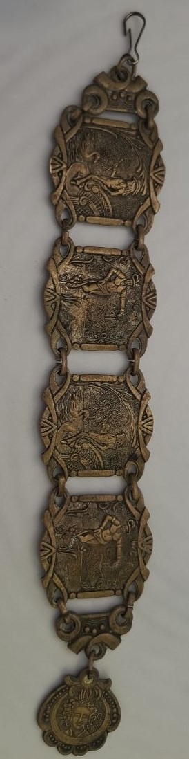 Vintage Brass Repousse Bracelet Classical Art Figures Collectible Jewelry