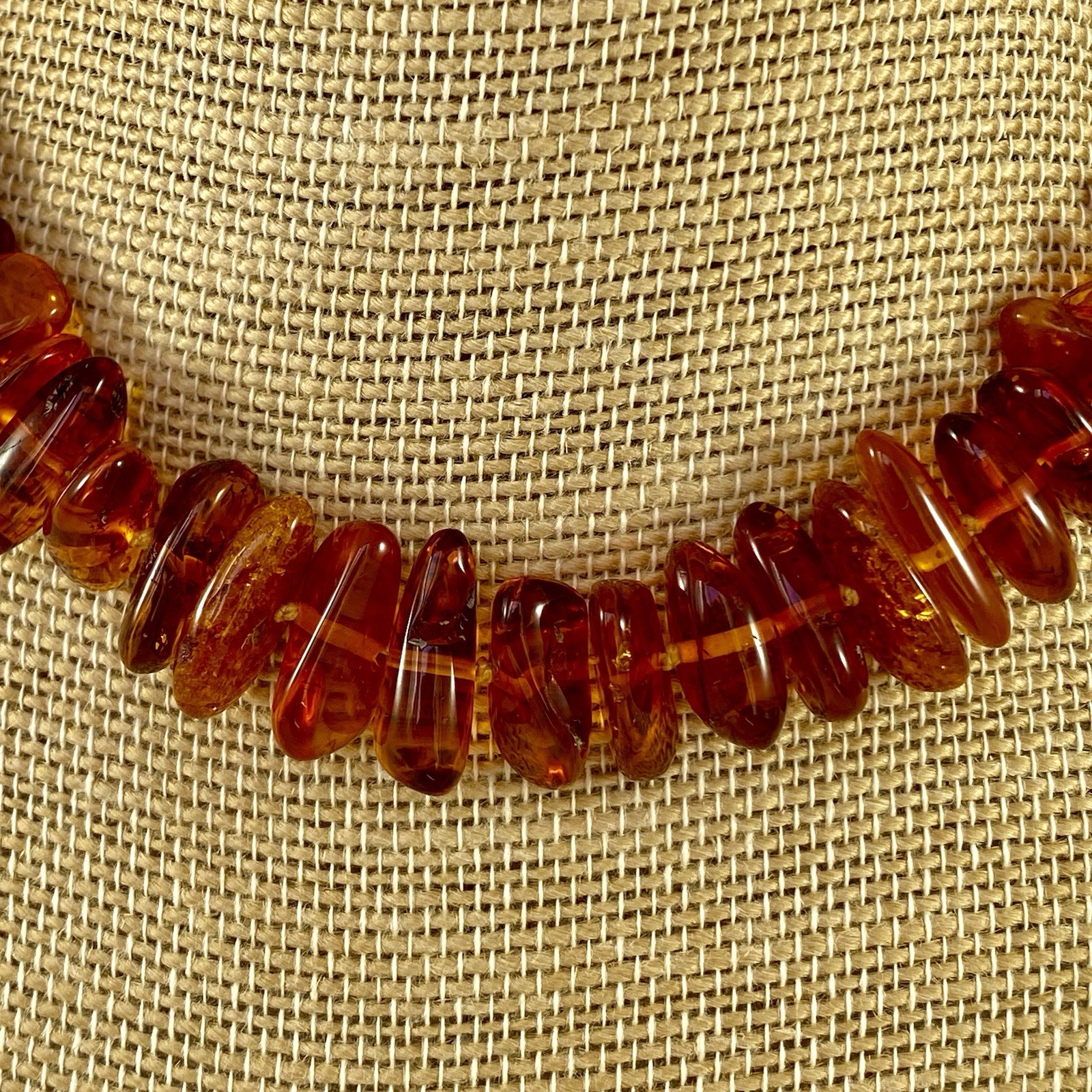 Vintage Natural Baltic Amber Necklace 18,5″ Polished Cognac Nugget Beads