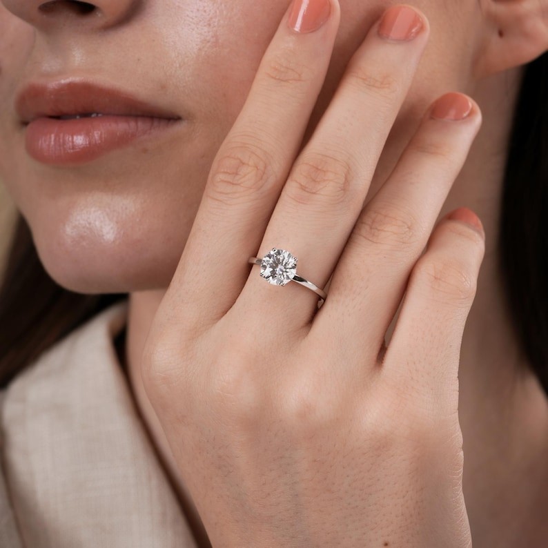 2.16 CTW Round Lab Grown Diamond Hidden Halo Solitaire Ring FG VVS-VS For Gift