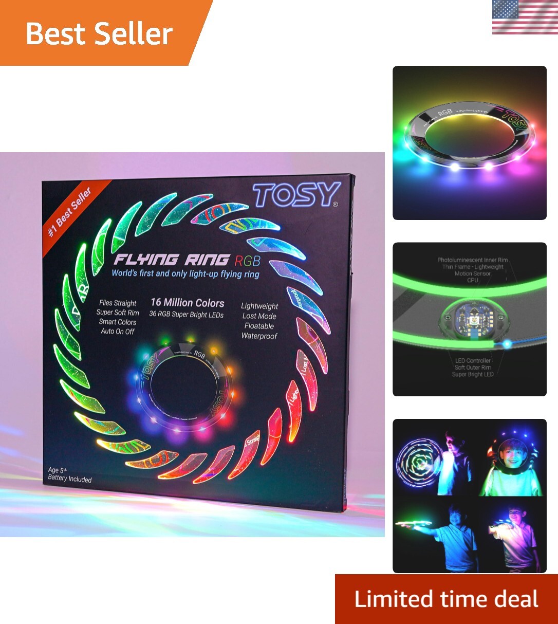 Vibrant 16 Million Color Flying Ring – Perfect Gift for Indoor/Outdoor Fun