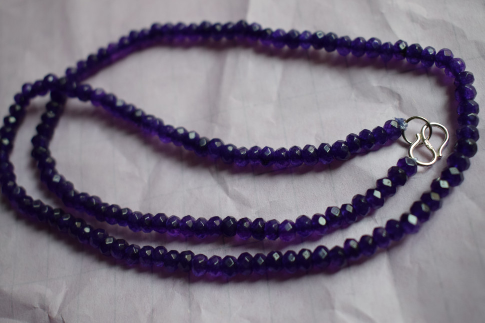 4x6mm Faceted Purple Amethyst Gems Roundelle Necklaces18″ 925 Silver