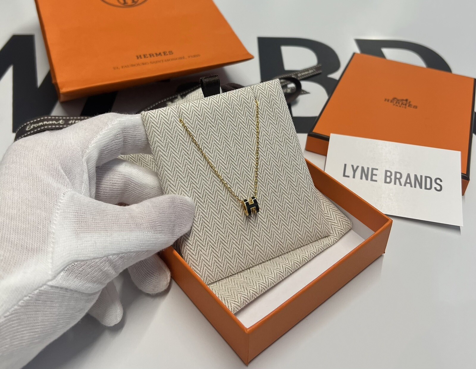 Hermes Mini Pop H Necklace – Black Noir With GHW