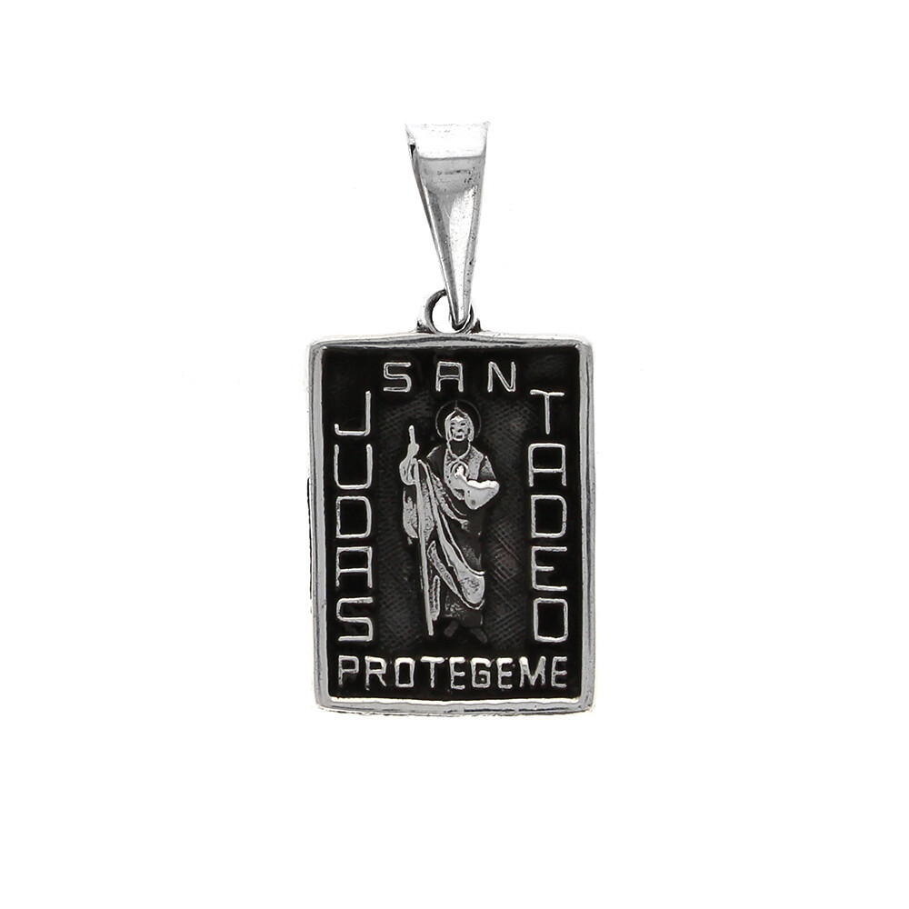 Sterling Silver Pendant, San Judas Medallion, Religious Pendant, 19mm, 925