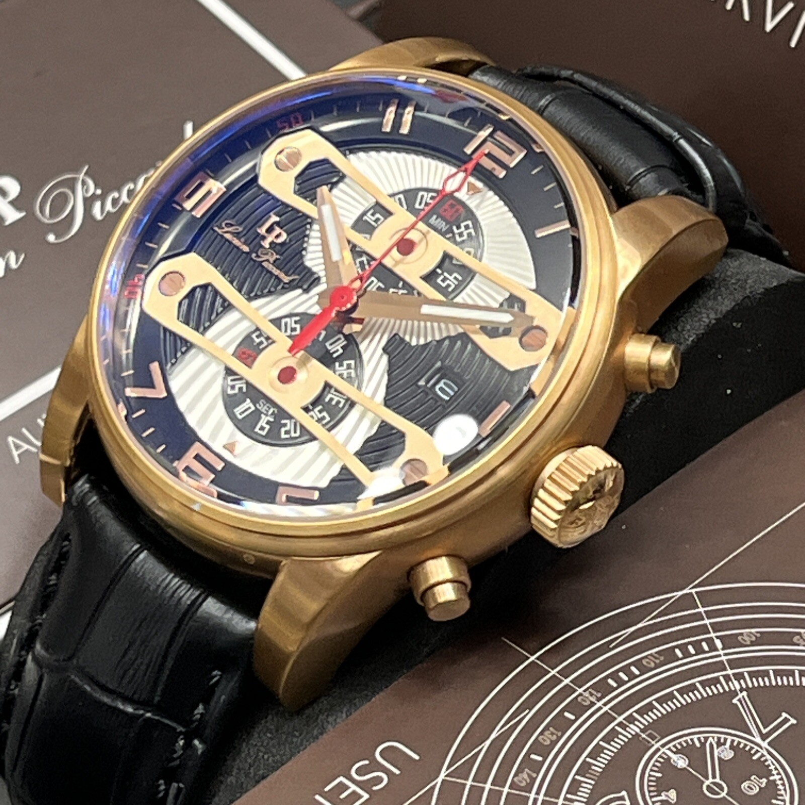 Lucien Piccard Rose Gold Tone Chronograph LP-40045 3ATM Watch