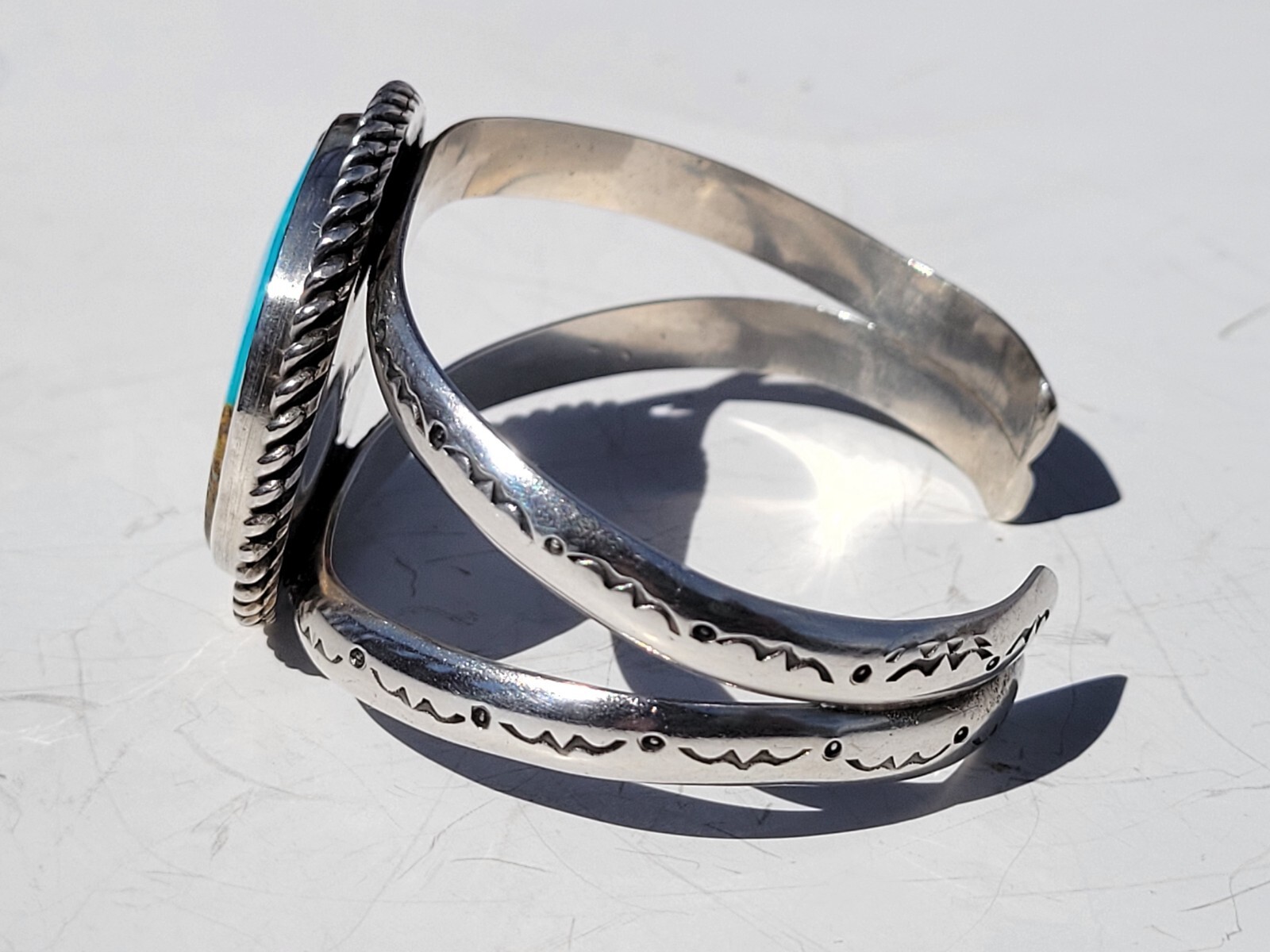 Kingman Turquoise Sterling Silver Cuff Bracelet 46.5g Signed Handmade 6 In Small