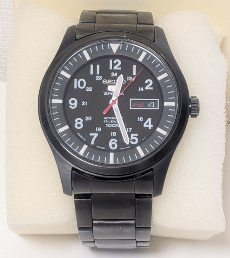 Seiko 5 Sport SNZG13K1 7S36-03J0 Military Automatic Watch Black 42mm Day Date JP