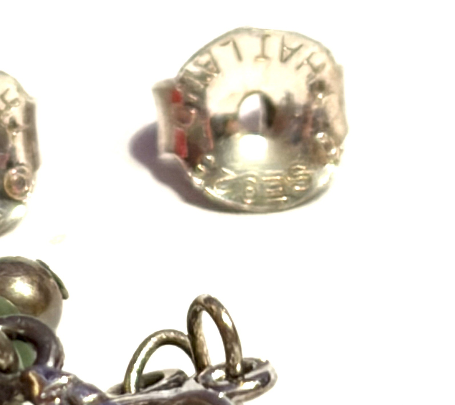Signed Sterling 925 Thailand Boho Chandelier Green Red Jade Dangle Earrings