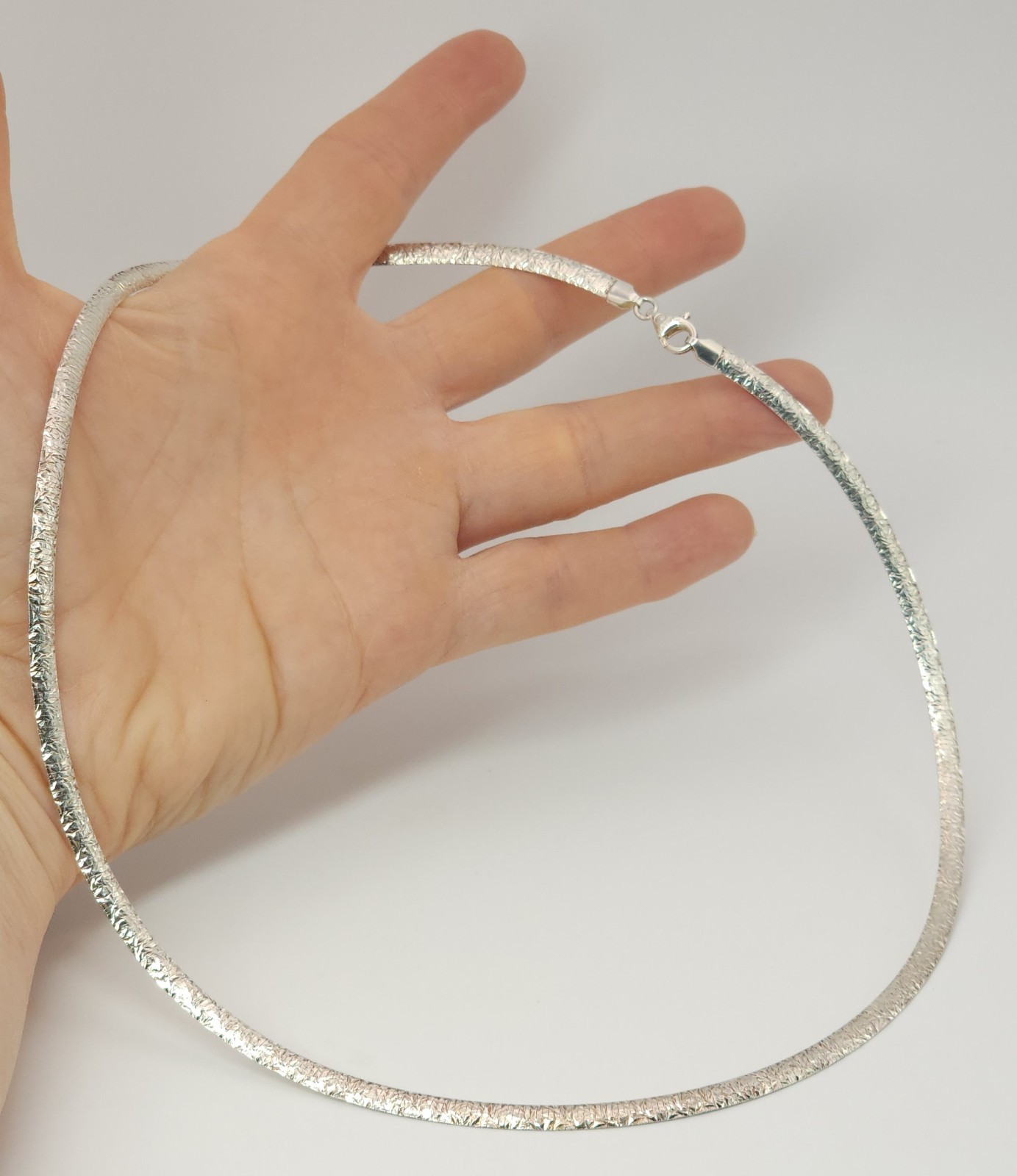 Milor Italy 950 Fine Silver Reversible Omega Choker Necklace 4mm Vintage Chain