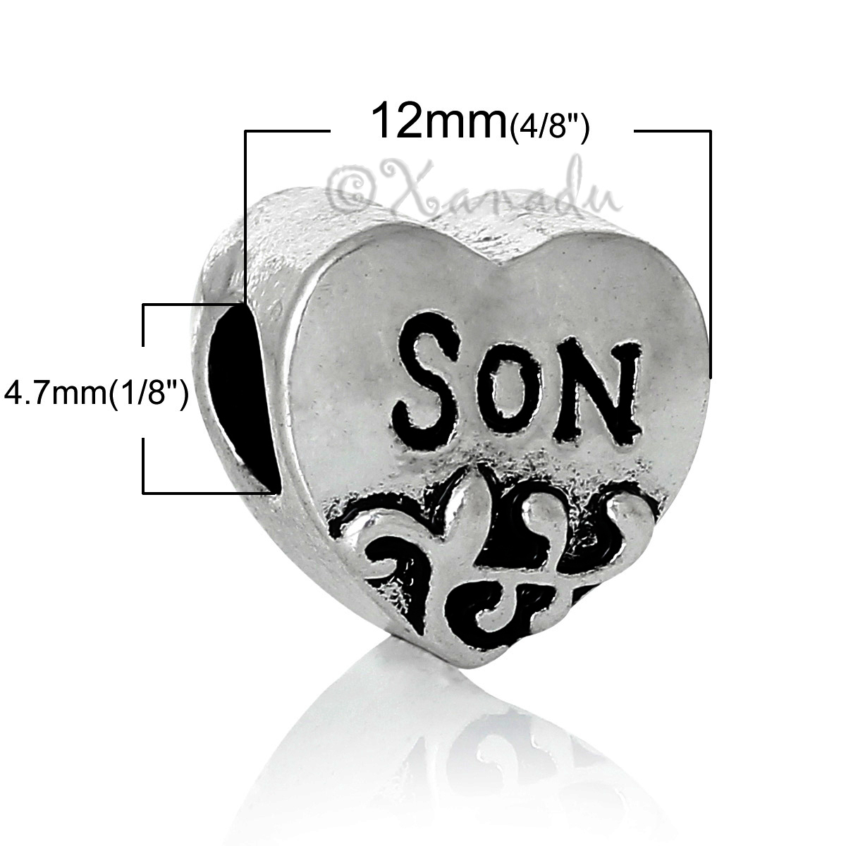 Son European Heart Charm And Birthstone Beads For Large Hole Charm Bracelets