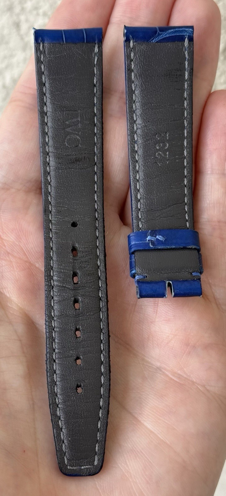 IWC 18mm x 16mm Shiny Blue Alligator Watch Strap Band 1232 Authentic OEM