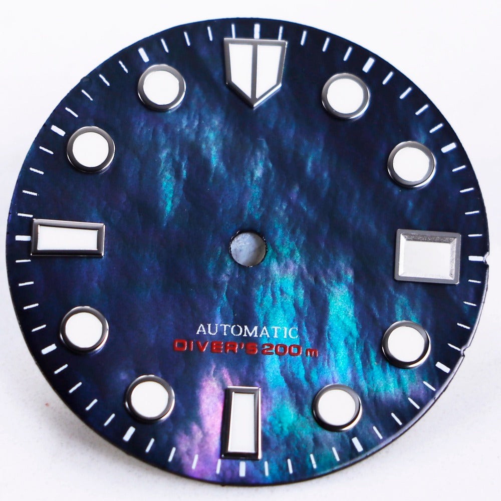 Univeral 28.5mm Blue Lume Natural Seashell Vein Modified Watch Dial for NH35