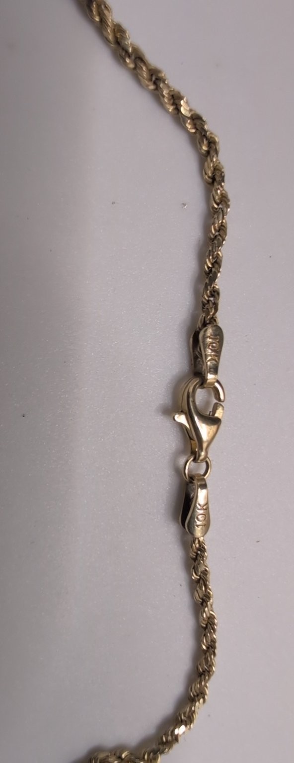 VTG 14k Cat Pendant | 10K Yellow Gold Rope Chain Necklace 18 Inch 3.17 total g