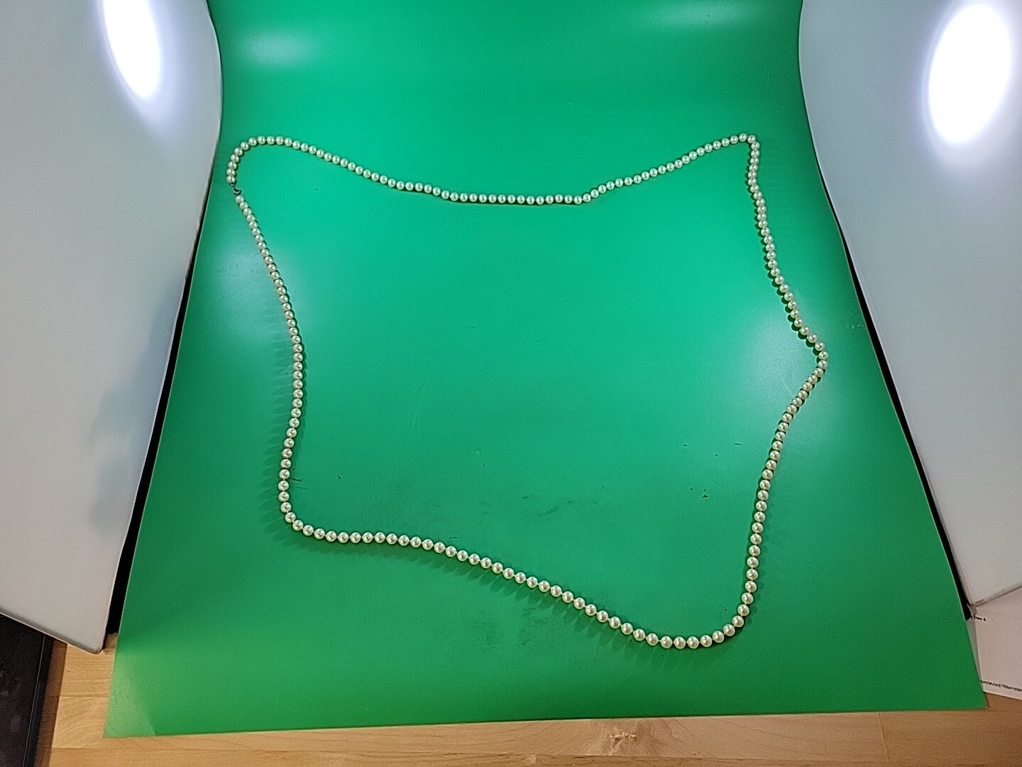 Vintage Creamy White Pearl Faux Stone Necklace 72 inch 72″