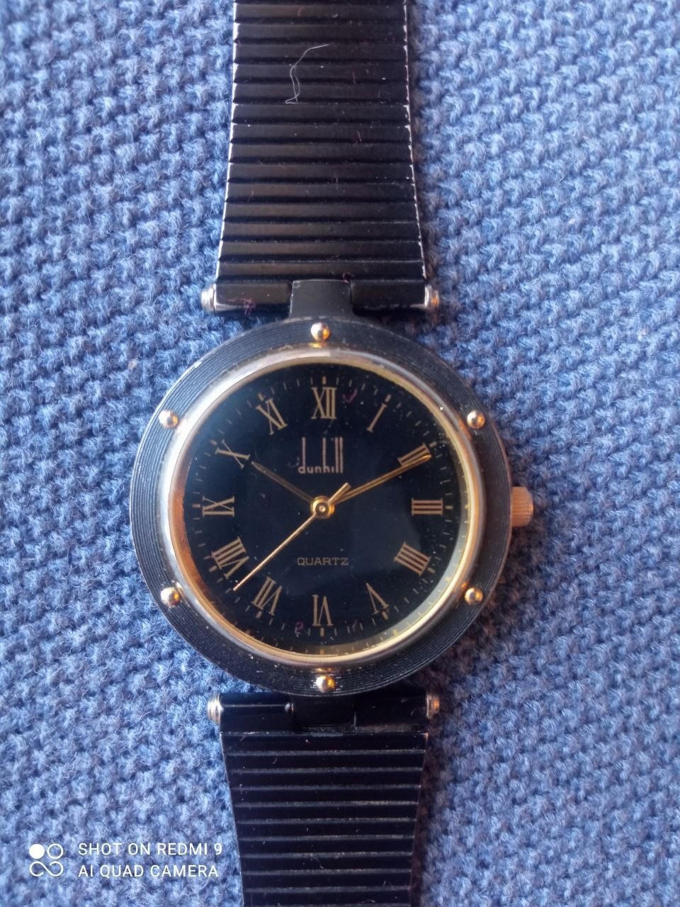 Rare Vintage Dunhill Watch Quartz Two Tone Gold & Black Dial Unisex 32 cm