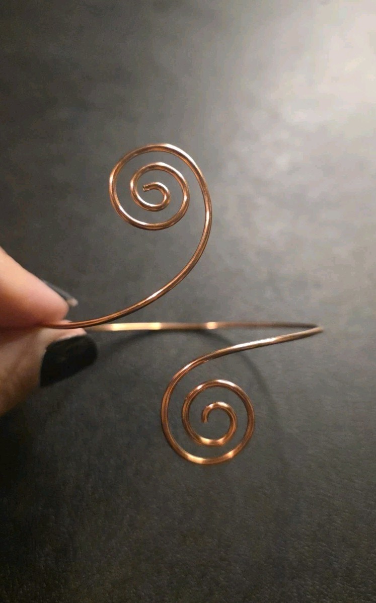 Adjustable Handmade Copper Spiral Bracelet 7″ inches Cuff Arm Band Jewelry