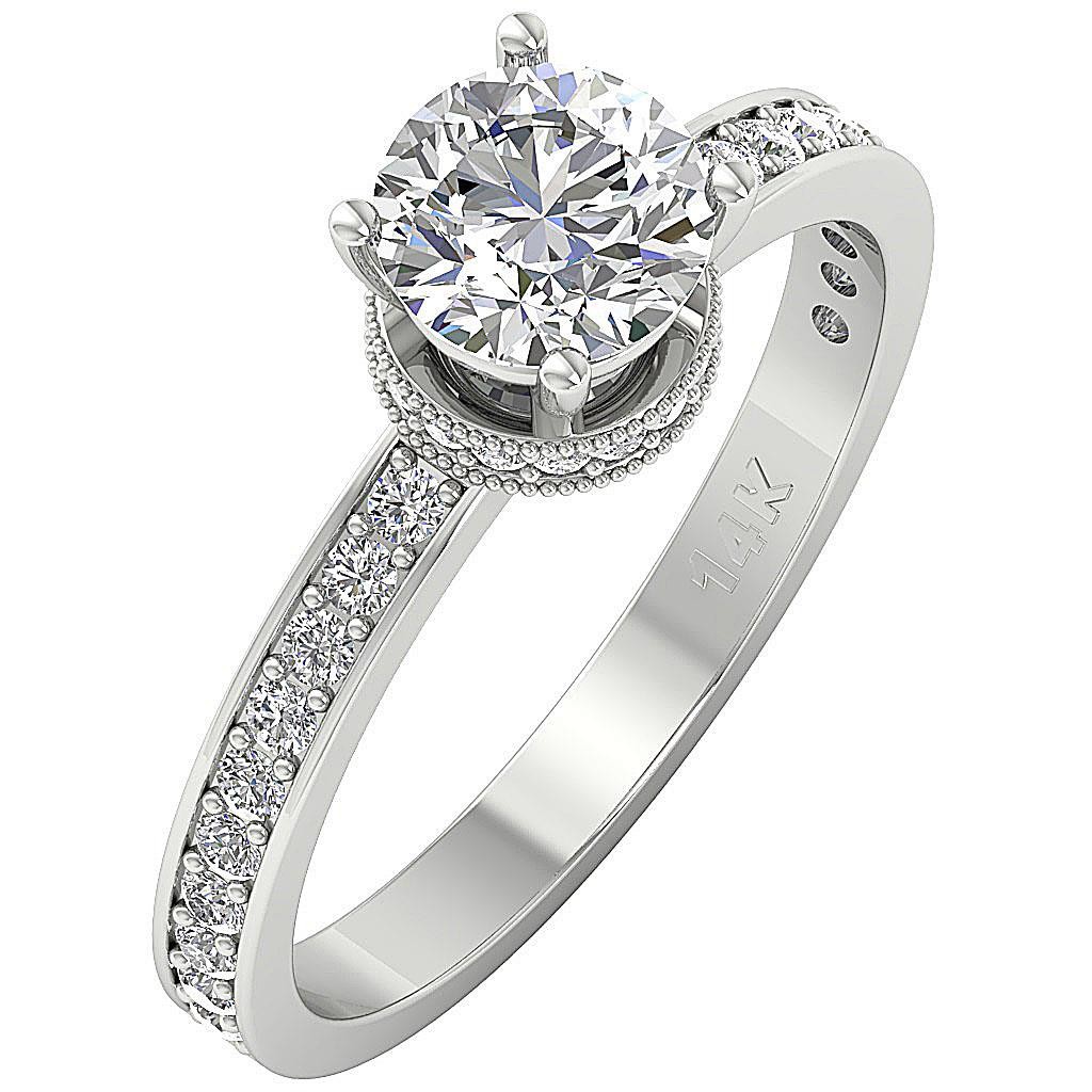 Unique Lab Grown Diamond VS1 F 1.50 Ct 14K White Gold Solitaire Engagement Ring