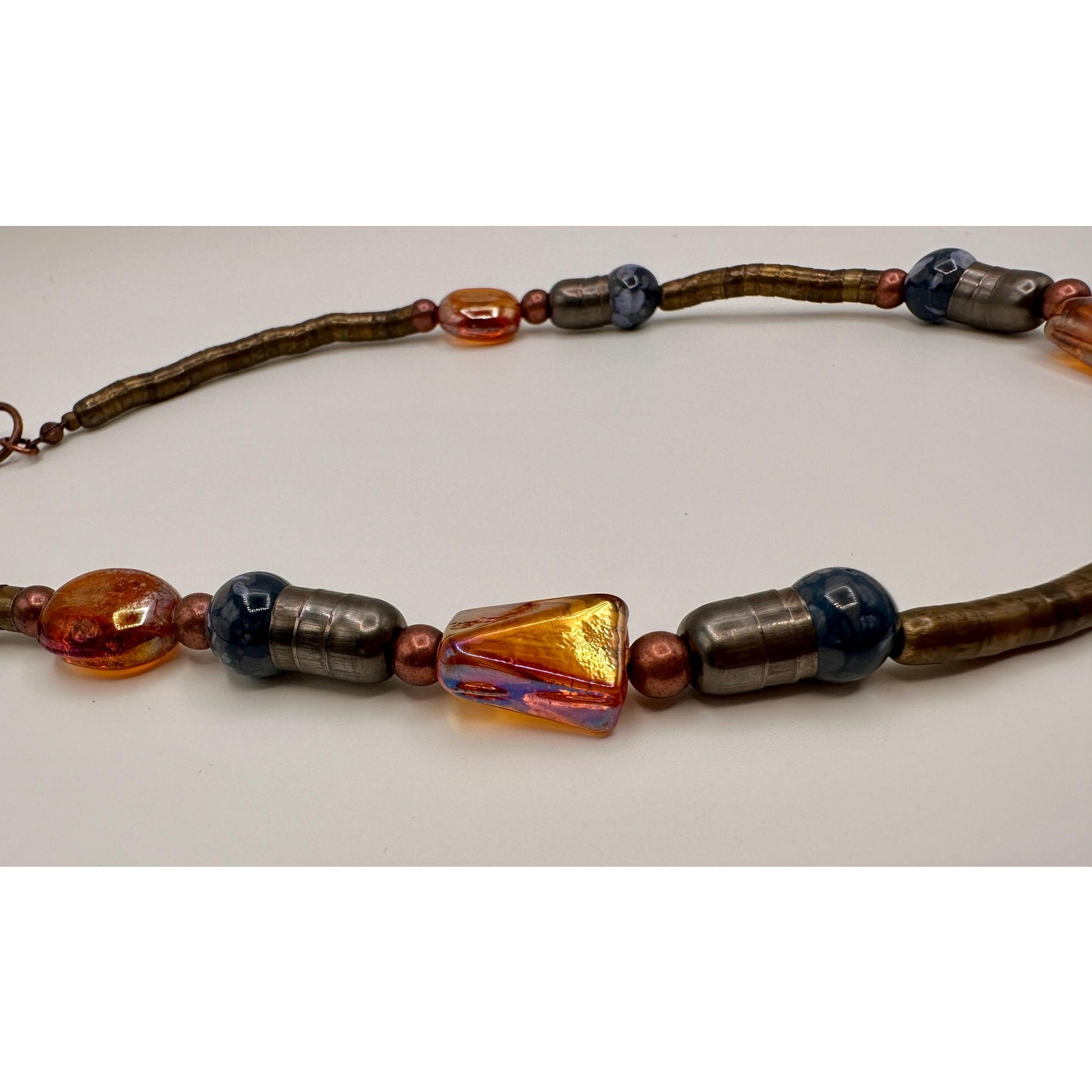 Artisan Made Necklace | Copper Stone Glass Handcrafted Statement