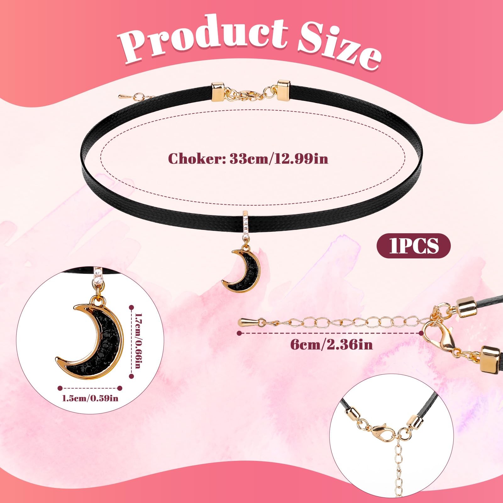 LXUEJIE Moon Choker Necklace for Women, Black Dainty one size,