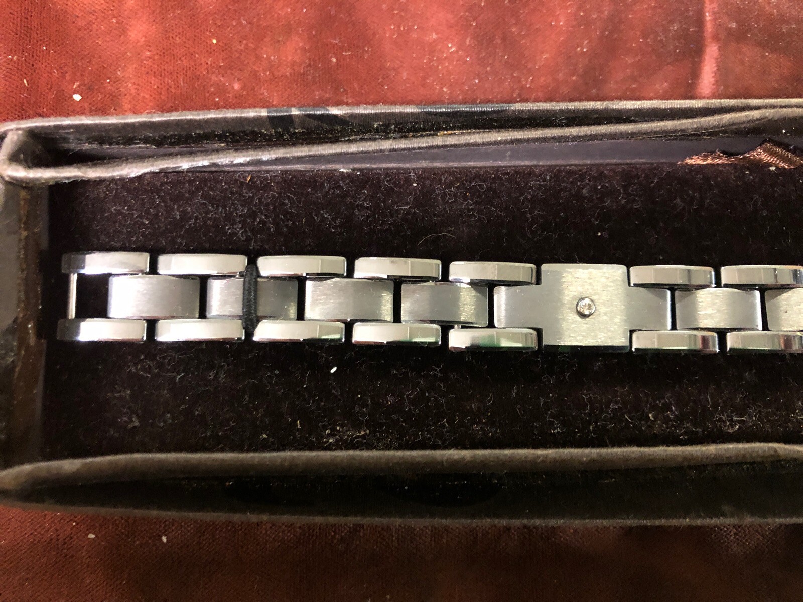STEL Men’s Bracelet Stainless Steel With Diamonds 8-1/2″ Long