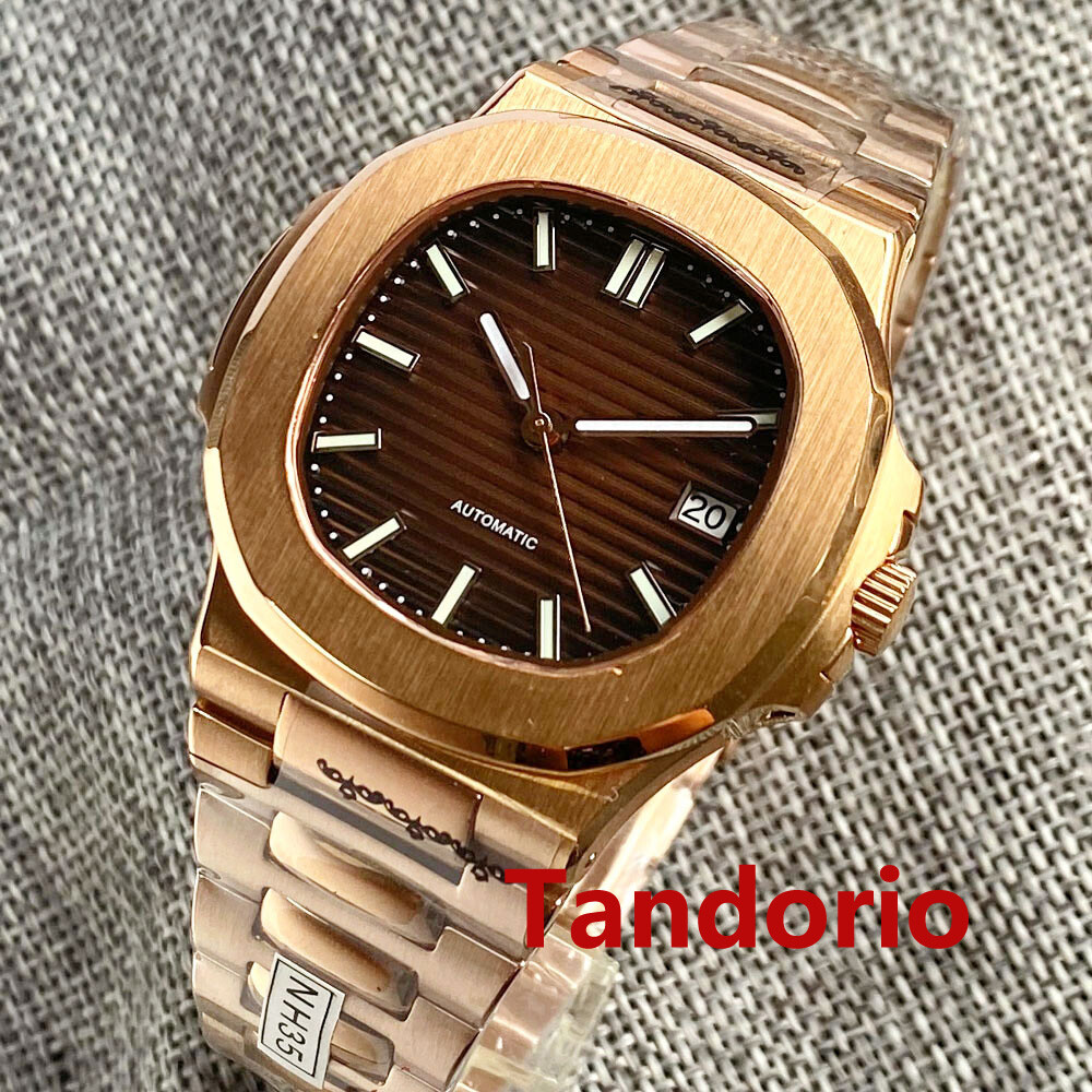 40mm Square Brown/Black Dial Rose Gold NH35 PT5000 Automatic Men’s Watch