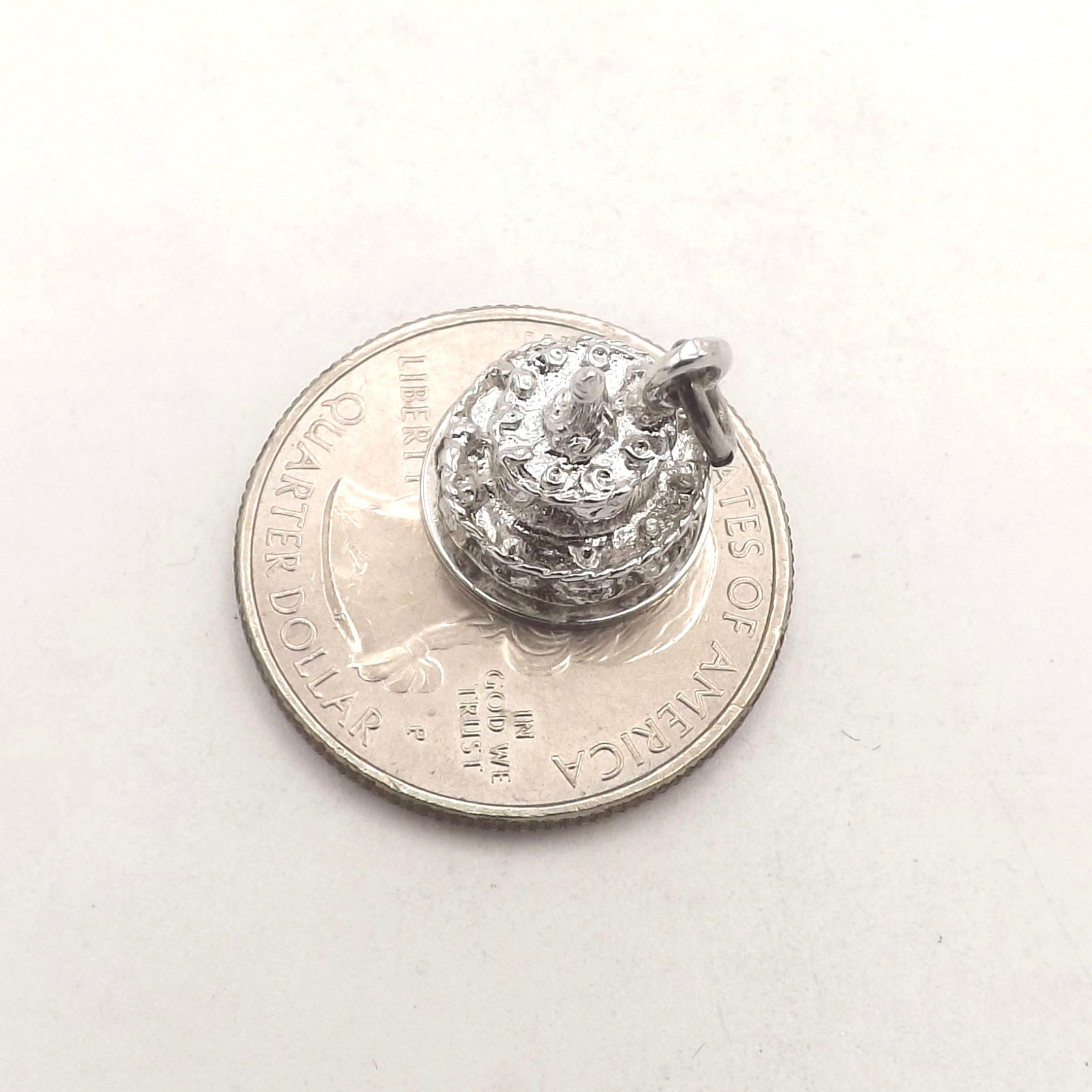Sterling Silver First 1st Wedding Anniversary Birthday Cake Charm Pendant