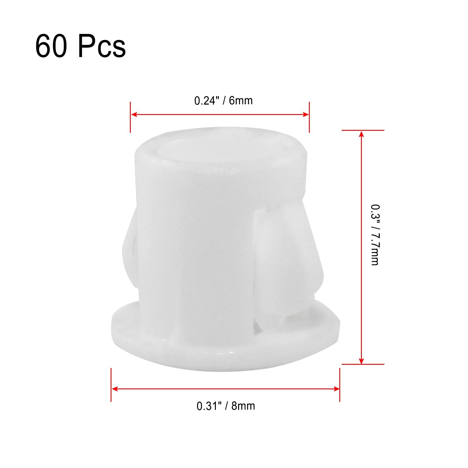 Murtenze 60 Pcs 6mm (1/4″) White Hole Plugs, Plastic Flush Type Panel Plugs Fast