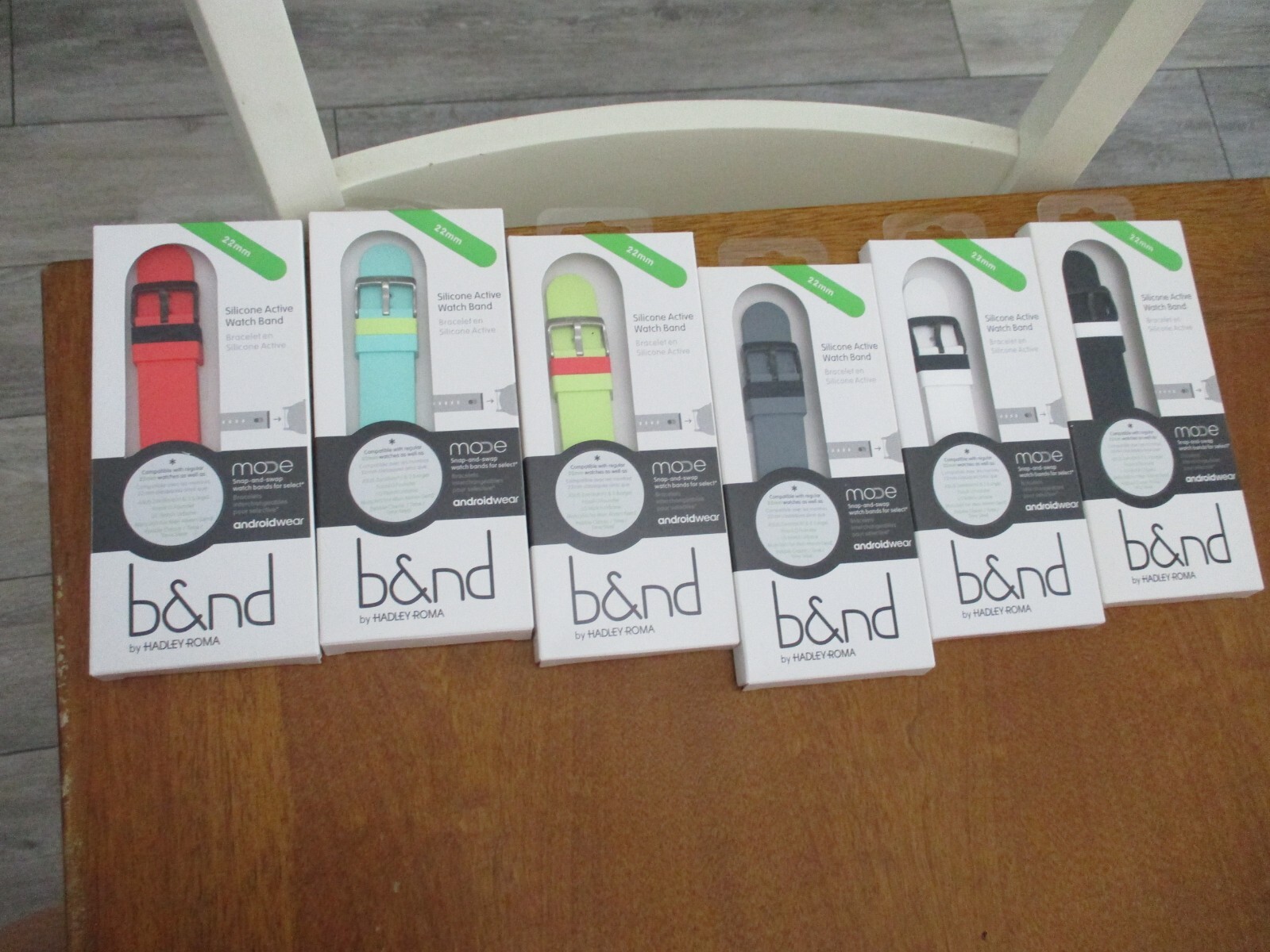 B&ND bnd300 Mode 22mm silicone Android Wear Smart Watch Band set of 6 colors