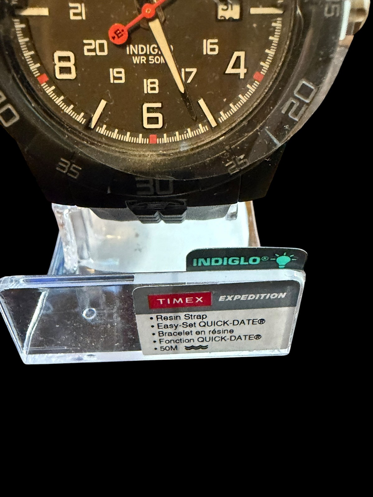 TIMEX Expedition Indiglo WR 50M Quick-Date Black Resin Strap Men’s Watch