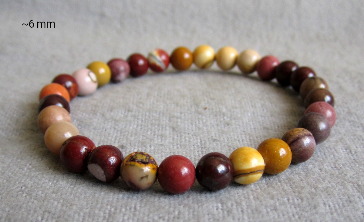 Mookaite Bracelet • Balls Approx Ø 6mm / Approx 15-19cm • Elastic