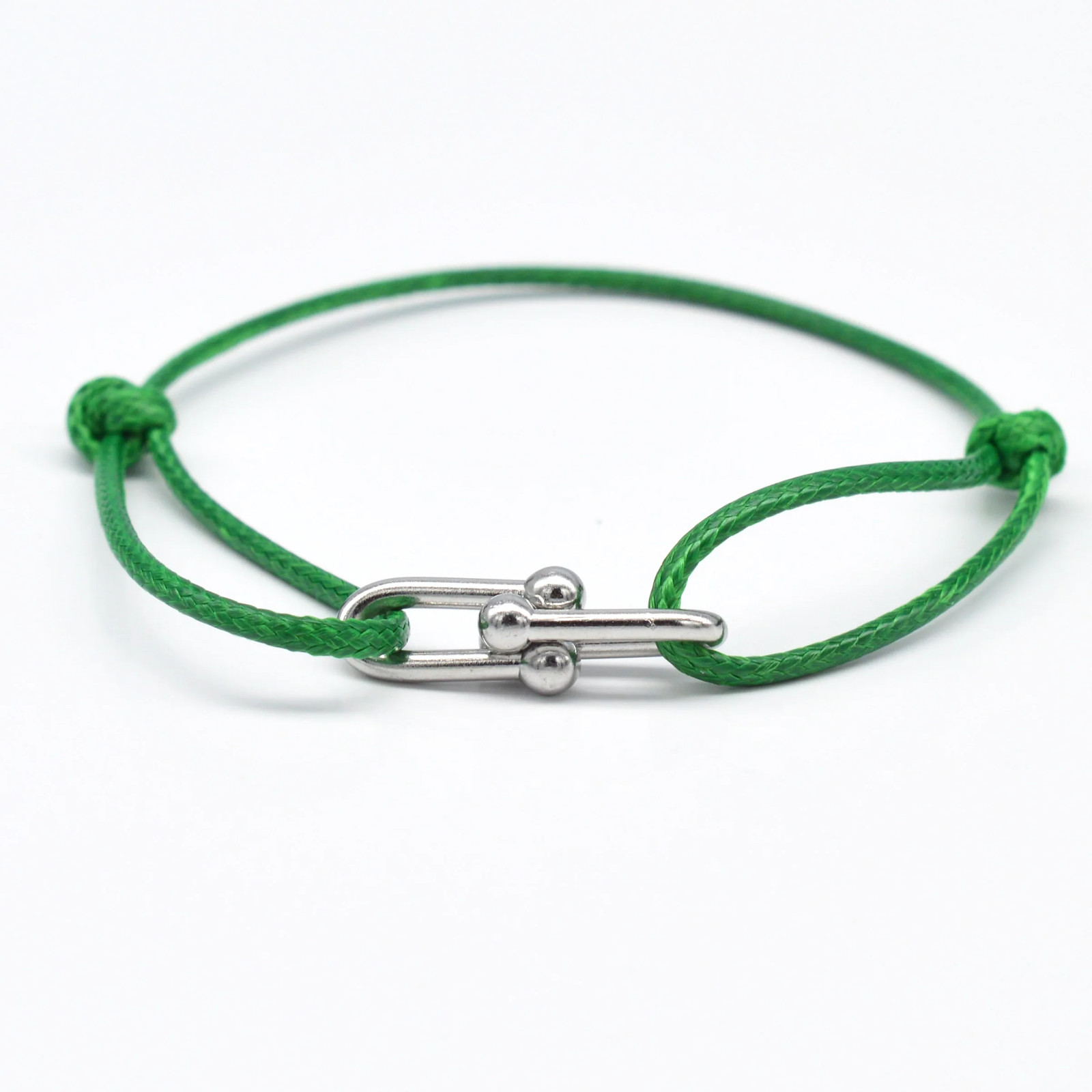 Bamboo Horseshoe Buckle Bracelet Braided Ribbon Adjustable Rope Jewelry
