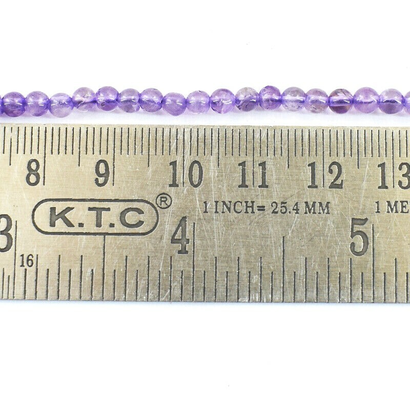 30.00 Cts / 13 Inches Natural Purple Amethyst Round Shape Beads Strand NE-74E202